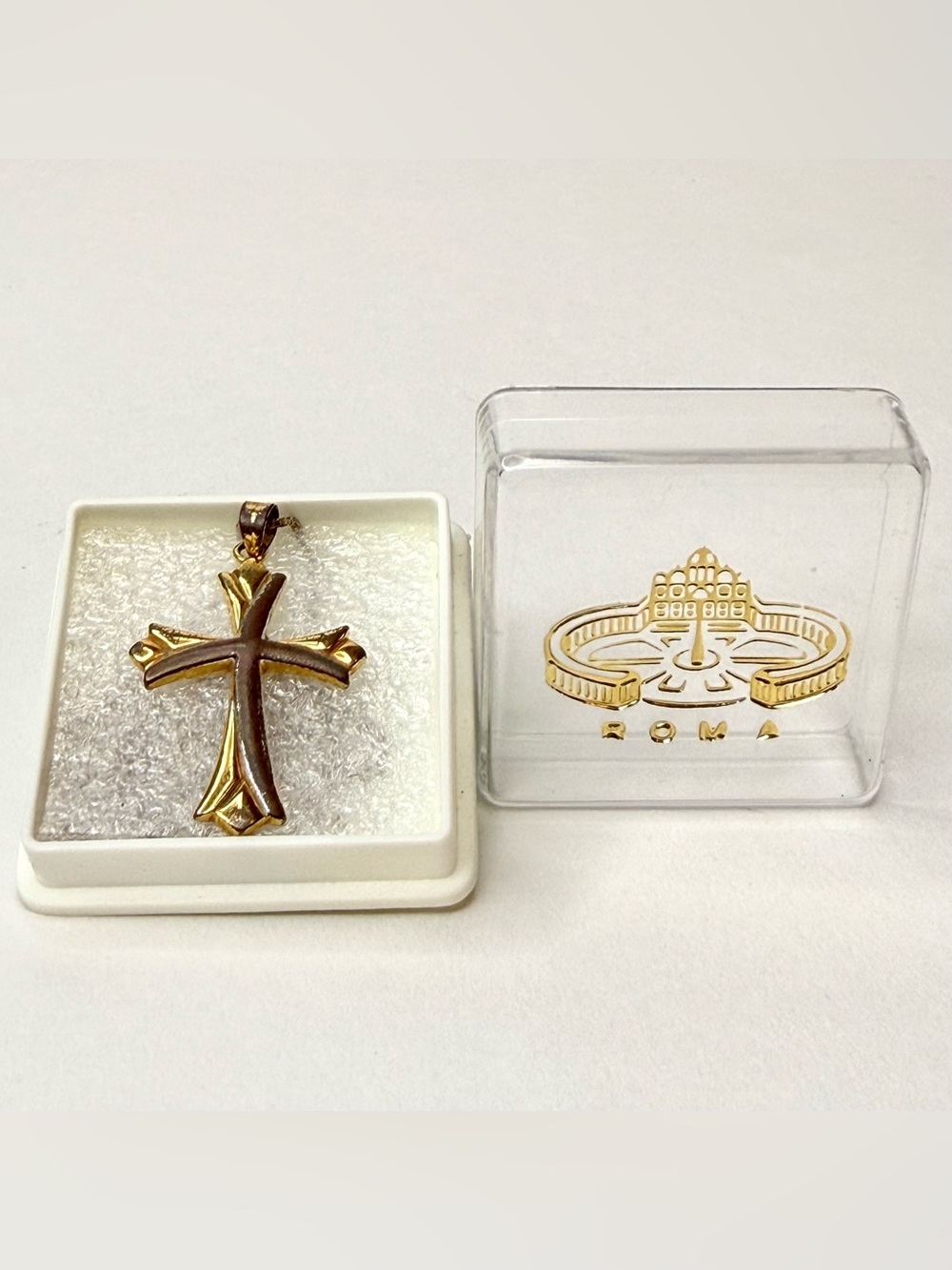 Vintage Vatican Roma Cross Necklace Pendant & Sterling Silver Italian Chain 925